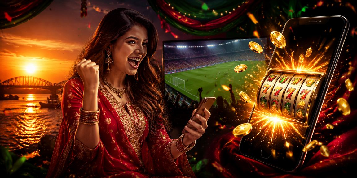 রাজশাহীতে লাল-সবুজ পরিবেশে স্লট গেম খেলছেন একজন উৎসাহী গেমার